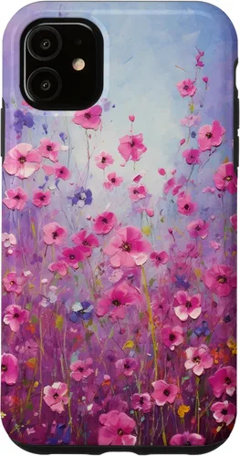 Vista 8 de Happy Pink Flowers Painting Field Purple Colors Case for iPhone 17