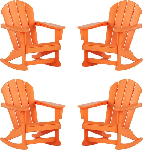 Vista 90 de WestinTrends Silla mecedora Malibu de poliéster para exterior/patio Adirondack, Negra