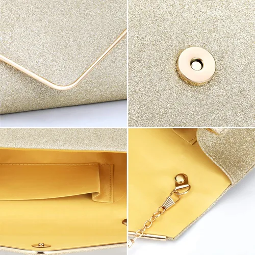 Vista 7 de ZIUMUDY Bolsos de noche con purpurina para mujer, para boda, fiesta, bolso