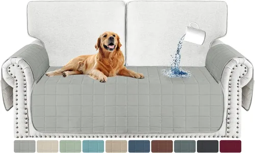 Vista 30 de MAXIJIN Funda de silla impermeable lavable para perros, funda de asiento acolchada para sillón con bolsillos laterales, protector de muebles Negro