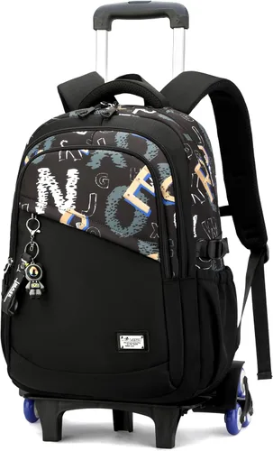 Vista 12 de VIDOSCLA Mochila con ruedas para niños y adolescentes, A005# Black Comics-6 A005# Black Comics-6 Ruedas
