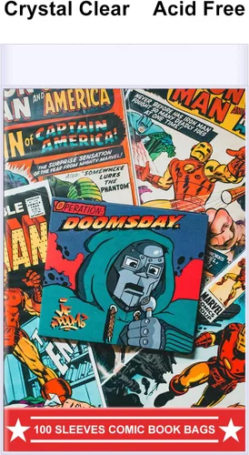 Vista 4 de 100 bolsas y tableros de cómics de la edad plateada – Tableros de cómics reutilizables y bolsas para almacenamiento de cómics, bolsas de cómics