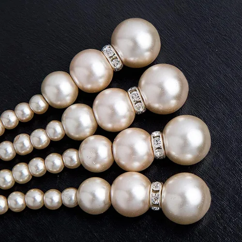 Vista 8 de Perlas Gatsby de moda para mujer, perlas largas, collar de disfraz vintage de los años 20, collar de joyería sintética
