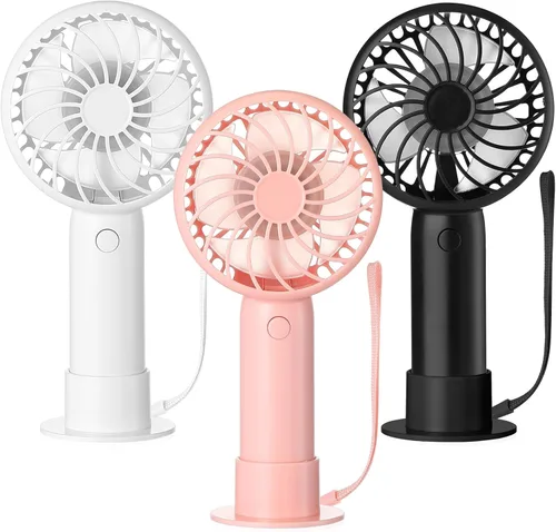 Vista 14 de Tujoe Mini ventilador de mano potente de 3 velocidades, ventilador personal pequeño portátil recargable con base USB para mujeres, maquillaje