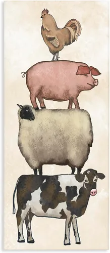 Vista 10 de Stupell Industries 'Country Farm Animal Stack', lienzo artístico, 10 x 24 pulgadas, fácil de colgar y resistente, fabricado en Estados Unidos, por