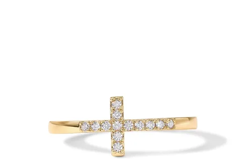 Vista 3 de PAVOI Anillo de cruz chapado en oro de 14 quilates Anillo de compromiso de eternidad para ella Anillo de boda infinito