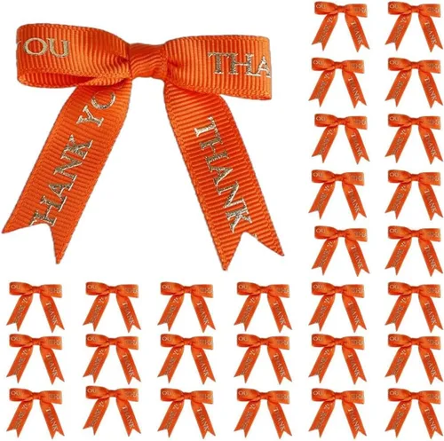 Vista 16 de Meseey 30 lazos de cinta impresos en oro de 2.5 pulgadas, lazos pequeños para envolver regalos, baby shower, boda, recuerdos de fiesta, paletas