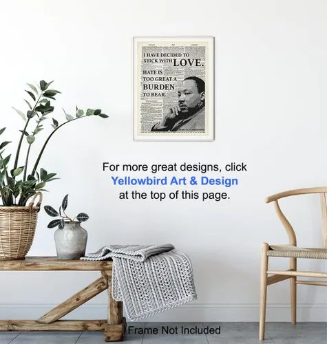 Vista 6 de Arte inspirador de pared de diccionario de Martin Luther King, MLK, decoración del hogar, póster reciclado para decoración de oficina o habitación