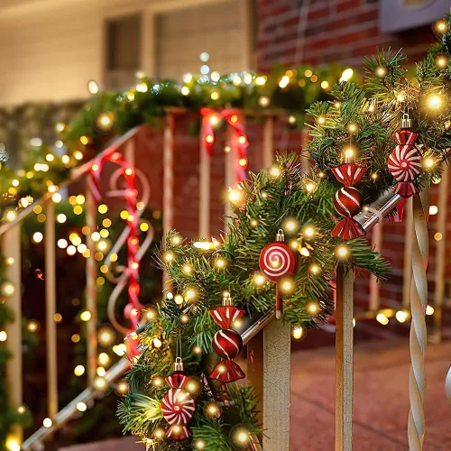 Vista 7 de 300 luces LED de Navidad blancas cálidas para interiores y exteriores, cadena de luces LED de 100 pies, cable verde, enchufable, luces de árbol