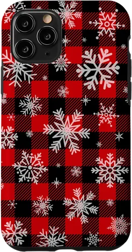 Vista 29 de Snowflakes Snow Snowing Christmas Winter Red Black Plaid Case for iPhone 17