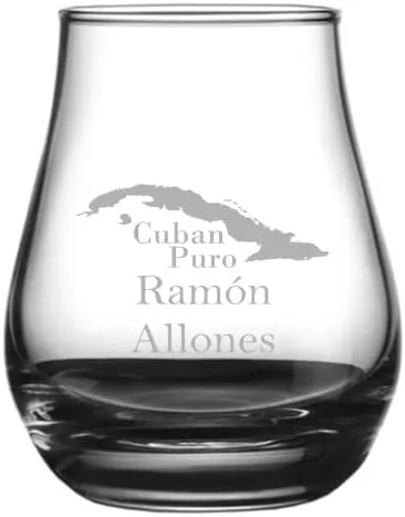 Vista 5 de Saint Luis Rey - Vaso de whisky con temática de cigarros cubanos grabados de 4.1 onzas