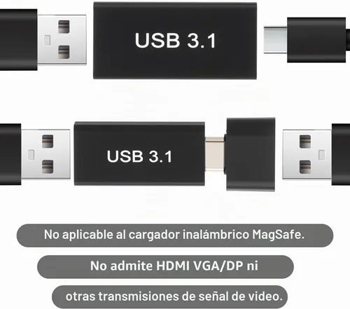 Vista 2 de 5 adaptadores USB C a USB A y 2 adaptadores OTG, USB C hembra a USB A hembra, convertidor de 10 Gbps USB 3.1 a C, conector de extensión USB