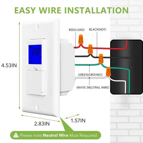 Vista 7 de BN-LINK Interruptor de temporizador astronómico programable de 7 días para luces, amanecer puesta de sol programable interruptor de luz temporizador