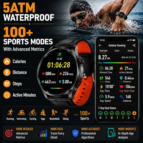 Vista 7 de Smart Watch for Men with GPS, 1.46"AI Smartwatch, BT Call/Text Reply