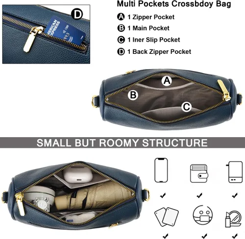 Vista 4 de YAVCOOL Bolso cruzado pequeño para mujer, con correa ancha, diseño moderno, bolso cruzado y bolso con cremallera superior