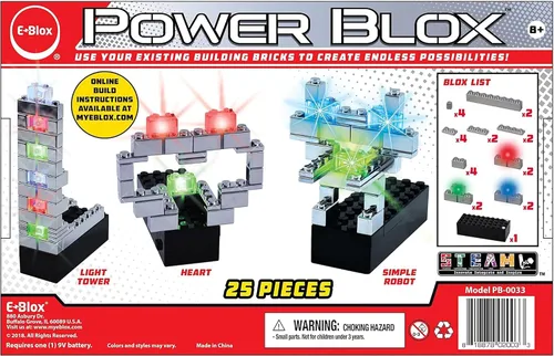 Vista 2 de E-Blox Power Blox Builder - Kit de iniciación con bloques de construcción con luz LED 3D para niños a partir de 8 años