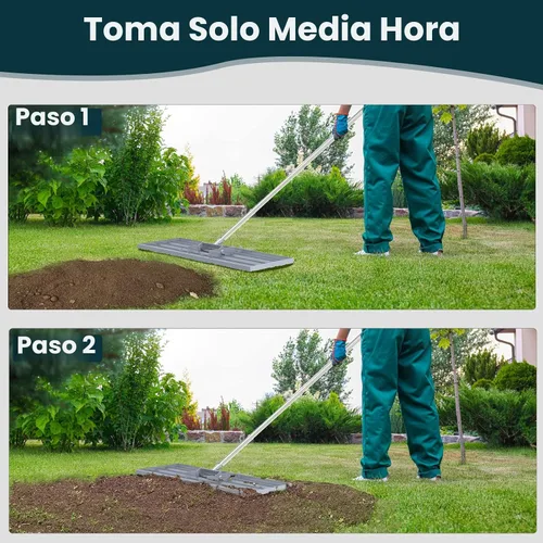 Vista 4 de Rastrillo de nivelación de césped 30x10 pulgadas, (Grado Profesional) Herramienta niveladora de césped con mango de acero inoxidable para céspedes
