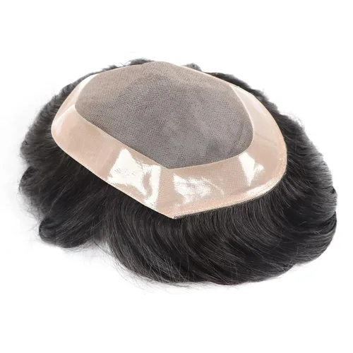 Vista 8 de Toupee - Sistema de reemplazo de cabello para hombres, cabello humano real, 5 x 7 pulgadas, base de encaje mono, extensión duradera para hombre