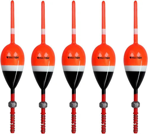 Vista 10 de THKFISH Flotadores de pesca y bobbers flotadores de madera de balsa, bobbers de resorte con bobbers ovalados para peces de panfish crappie, Walleyes