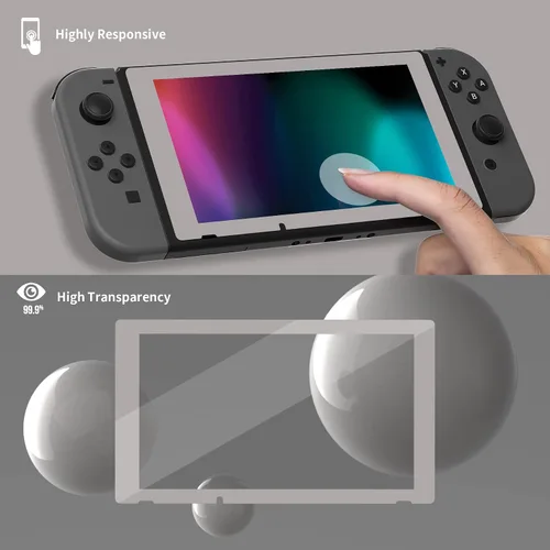 Vista 9 de eXtremeRate Colorful Border Screen Protector + Classics NES Style DIY Replacement Full Set Shell for Nintendo Switch