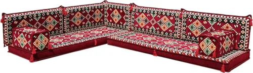 Vista 43 de arabicsofa Juego de asientos Jalsa en forma de L – Majlis árabe hecho a mano con almohadas de respaldo