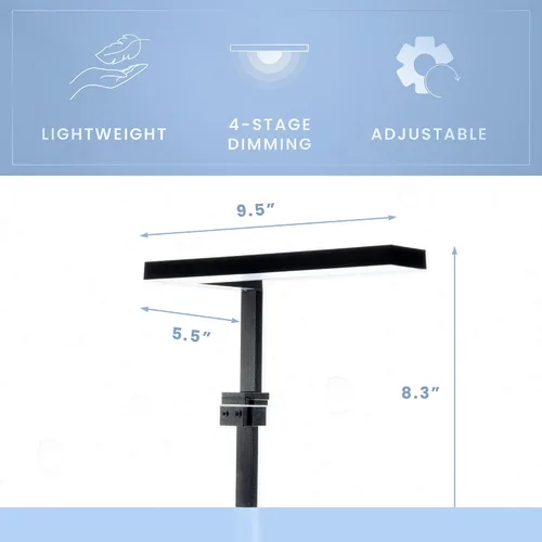 Vista 5 de Aqua Worx Orion Nano LED - Luz de acuario delgada y ajustable para tanque de peces con atenuación de 4 etapas, luz de acuario para plantas y peces