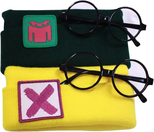 Vista 7 de Tiangong Killjoy Gorro con marcos de gafas, sombreros de cosplay, accesorios de punto, regalo para fanáticos