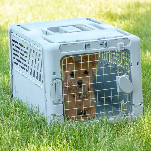 Vista 5 de SportPet Designs Transportador de viaje plegable para mascotas XS (azul), perrera de lados duros para perros pequeños, cachorros, gatos, gatitos