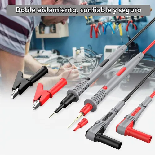 Vista 3 de Kit de cables de prueba múltiple Proster - Cable de prueba de multímetro eléctrico con pinzas de caimán, sonda de prueba, agarre de resorte, enchufe