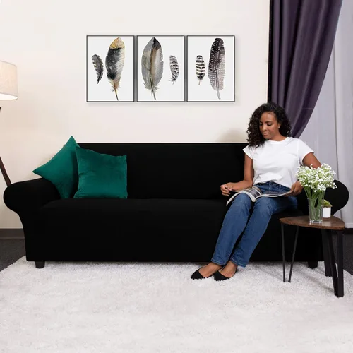 Vista 2 de CHUN YI - Funda elástica de 1 pieza para sillón grande, funda protectora suave de Jacquard con elastano, detalle de cuadros y parte inferior
