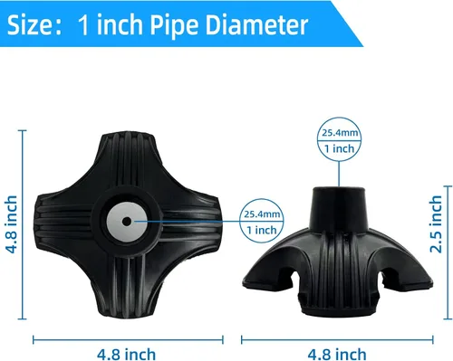 Vista 5 de XSL Cane Tips - Heavy Duty Rubbers Self Standing Quad Base Replacement Walking Cane Tips