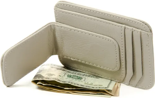 Vista 6 de Goson Cartera de cuero con clip para dinero para hombre, billetera de bolsillo frontal, tarjetero de crédito, cartera minimalista delgada