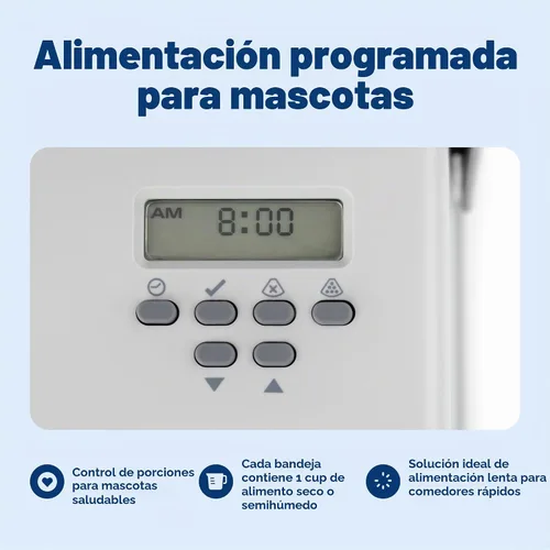 Vista 4 de Alimentador automático para perros PetSafe, 5 comidas, capacidad de 40 oz, plástico, para alimentos secos, para múltiples mascotas