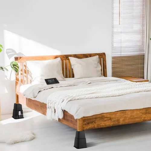 Vista 2 de Elevadores de cama resistentes con toma de corriente y USB, marco de cama ajustable de 3, 5 u 8 pulgadas, elevadores para muebles, cama, sofá