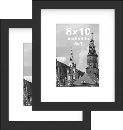 Vista 43 de FrameWorks Marcos de fotos clásicos de madera 4x6 con vidrio templado, color negro, paquete de 2