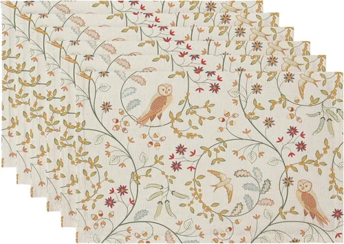 Vista 17 de QIYI Juego de 6 manteles individuales bohemios de 12 x 18 pulgadas, manteles individuales florales de tela de lino para cocina y comedor, manteles