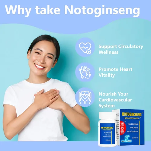 Vista 4 de NOTOGINSENG ™, Apoya el corazón sano, suplemento de corazón en sangre 100% natural, 90% Notoginsenósidos, San Qi, 30 cápsulas, Farlong
