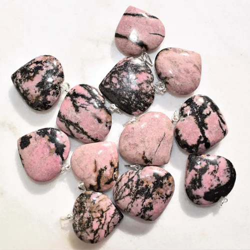 Vista 4 de Zenergy Gems - Collar con dije de corazón, piedras preciosas naturales del Himalaya en forma de corazón + cadena de plata de 20 + corazón de carga