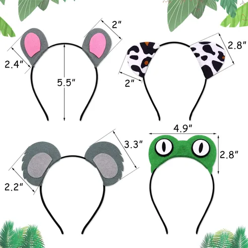 Vista 3 de 12 diademas de orejas de animales de selva para niños y adultos