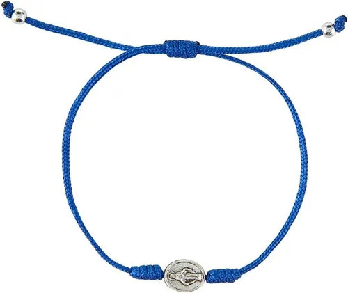 Vista 5 de Pulsera de cuerda azul con medalla milagrosa en estuche de joyería regalos religiosos cristianos para mujeres pulseras delicadas para mujeres