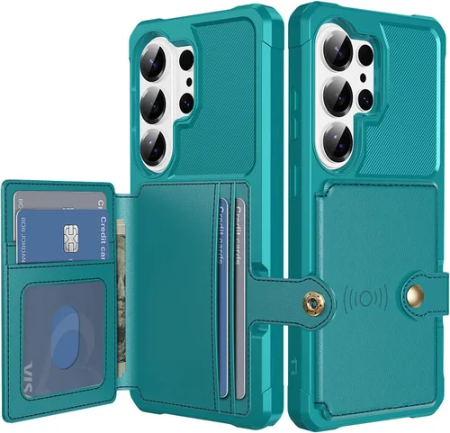 Vista 144 de Funda para Samsung Galaxy S21 Ultra con tarjetero, compatible con soporte magnético para automóvil, resistente a los golpes, resistente, suave, TPU