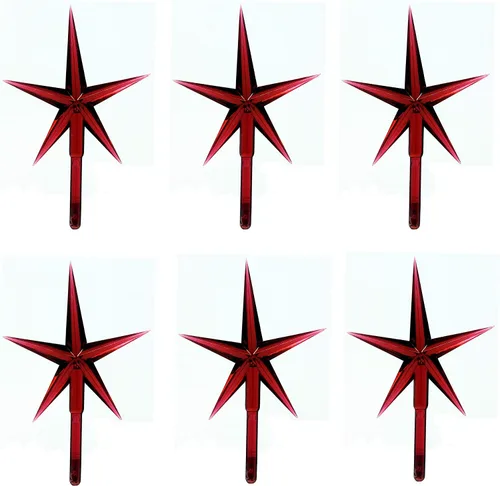 Vista 5 de Creative Hobbies Paquete de 6 luces de cerámica para árbol de Navidad con estrellas azules, decoraciones de luz de plástico, piezas de repuesto