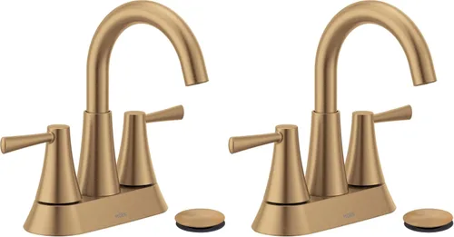Vista 9 de Moen 84022BZG Ronan - Grifo de baño central de 2 manijas, color dorado Bronce dorado