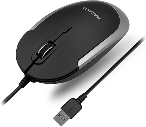 Vista 9 de Macally Ratón de computadora con cable, mouse USB silencioso - USB delgado y compacto para Apple Mac o Windows PC portátil/escritorio - Diseñado