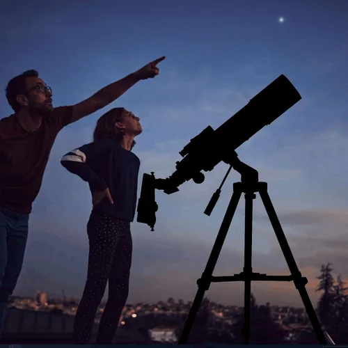 Vista 7 de Telescopios para adultos de astronomía, telescopio refractor de 80 mm de apertura y 600 mm de longitud focal para niños y principiantes, telescopio
