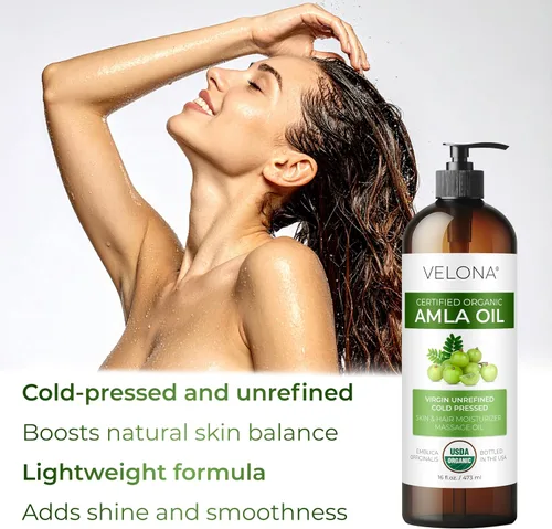 Vista 5 de velona Aceite de Amla USDA Certificado Orgánico - 8 Fl Oz 100% Puro y Natural Aceite Portador Extra Virgen, Sin Refinar, Prensado en Frío