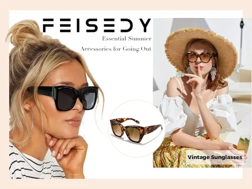 Vista 8 de FEISEDY Gafas de sol cuadradas vintage para mujer, de lujo, modernas, con marco grueso, protección UV400, B2378