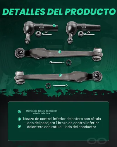 Vista 3 de SCITOO 4 unids Kit de suspensión delantera Brazo de control inferior Barra de acoplamiento exterior ajuste 1991-1992 para Saturn SC 1993-2002 SC1
