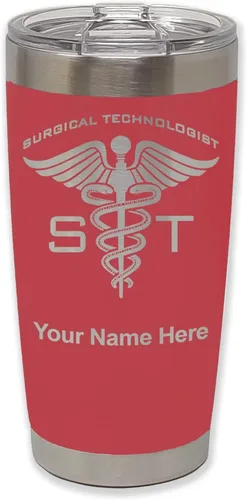 Vista 23 de LaserGram Vaso aislado al vacío de 20 onzas, ST Surgical Technologist, grabado personalizado incluido (gris)