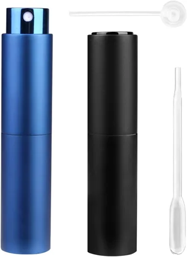 Vista 14 de Botellas atomizadoras de perfume de viaje recargables, 2 botellas de spray portátiles de 0.3 fl oz, atomizador de perfume recargables para después